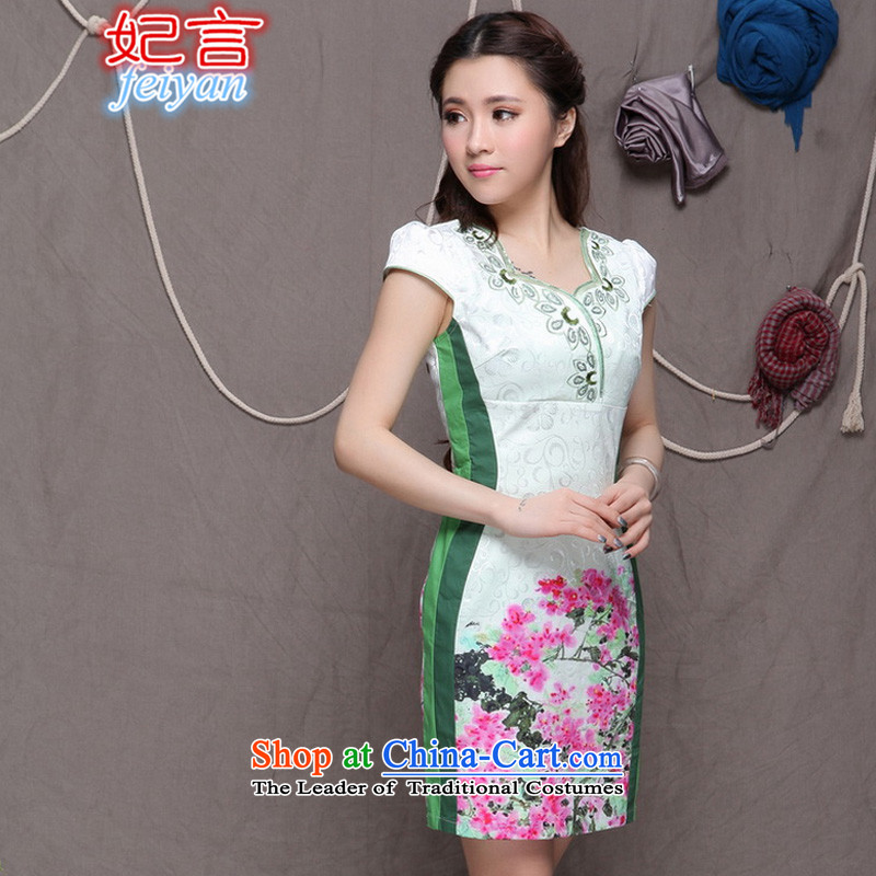 Statements were made by the princess of           2015 National wind stylish embroidery cheongsam Chinese cheongsam dress daily retro #9906 qipao blue L, Sau San concubines, , , , shopping on the Internet