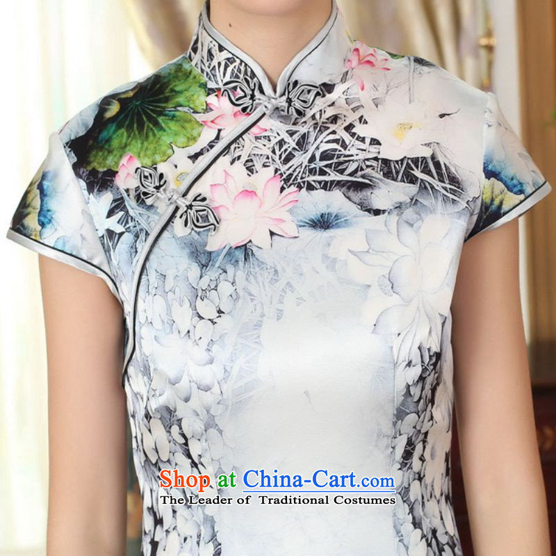 In accordance with the new l love women of ethnic improved poster Tang MOUNTING ANGLED ends up tie short-sleeved Sau San Tong replacing cheongsam dress LGD/Z0011#  2XL, color pictures to love l , , , shopping on the Internet