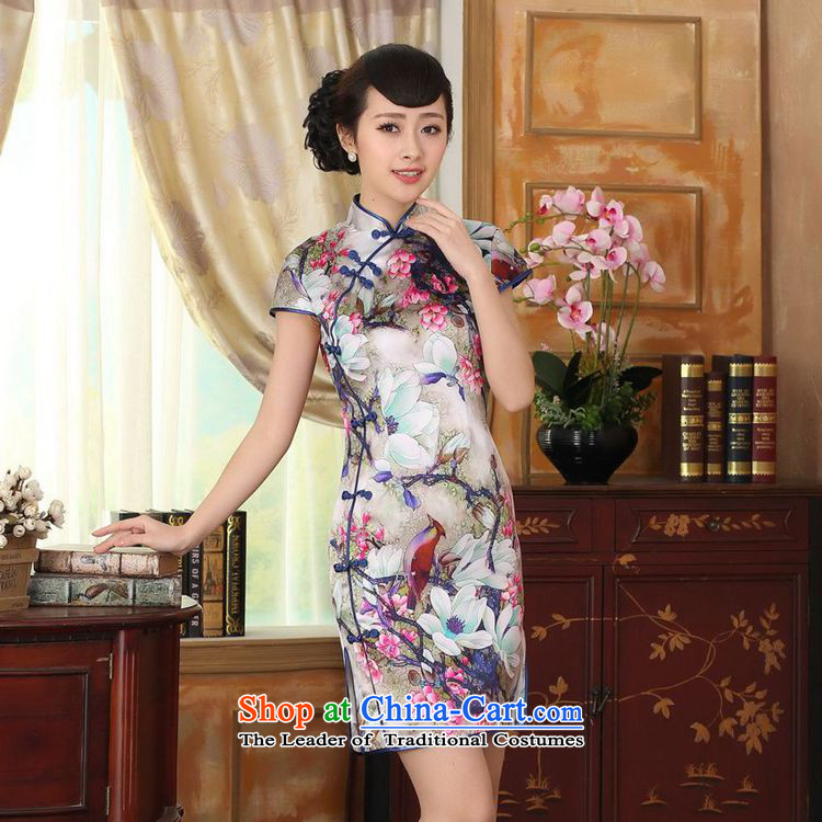 In accordance with the love in a trendy new for women retro improved Tang Dynasty Chinese Lotus Sau San Tong load short-sleeved qipao skirt LGD/Z0018# picture color L photo, prices, brand platters! The elections are supplied in the national character of distribution, so action, buy now enjoy more preferential! As soon as possible.