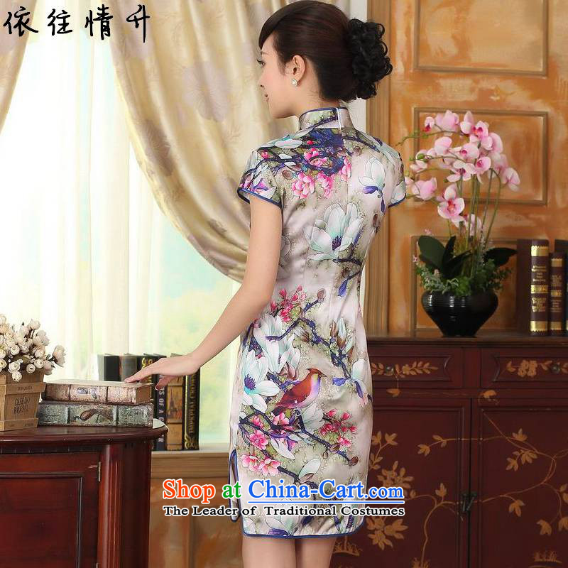 In accordance with the love in a trendy new for women retro improved Tang Dynasty Chinese Lotus Sau San Tong load short-sleeved qipao skirt LGD/Z0018# picture color L, in accordance with the Love l , , , shopping on the Internet