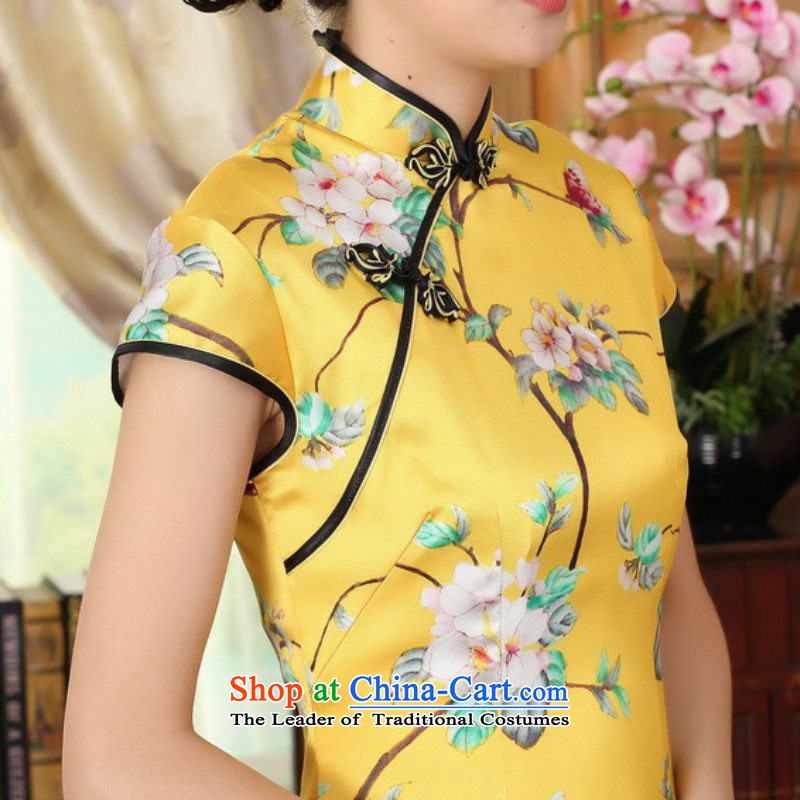 In accordance with the new l love women improved national wind retro Tang dynasty collar ramp up short of Sau San Tong replacing cheongsam dress LGD/Z0016#  2XL, yellow to love l , , , shopping on the Internet