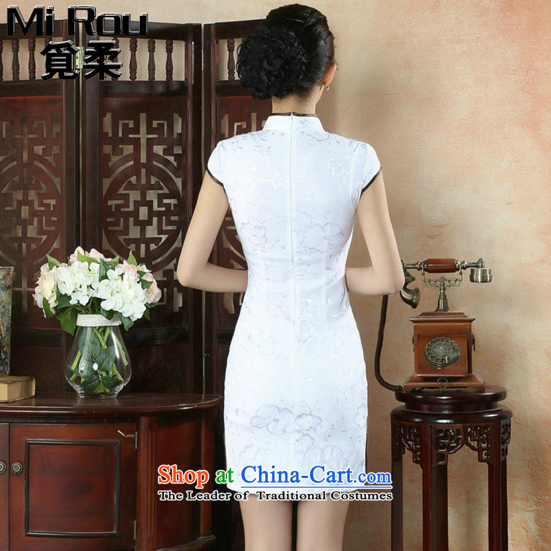 Ms. Sophie find qipao summer new Chinese improved collar embroidered light retro breasted cheongsam dress is purple , L, find Sophie , , , shopping on the Internet