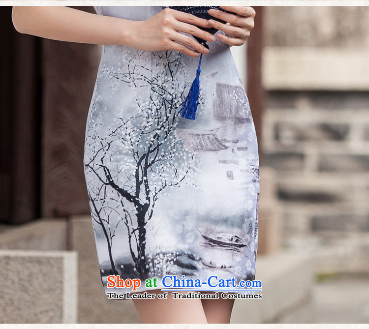 With a Chinese qipao China wind 2015 Summer New Ink Painting Classic short-sleeved improved cheongsam dress S picture, prices, brand platters! The elections are supplied in the national character of distribution, so action, buy now enjoy more preferential! As soon as possible.