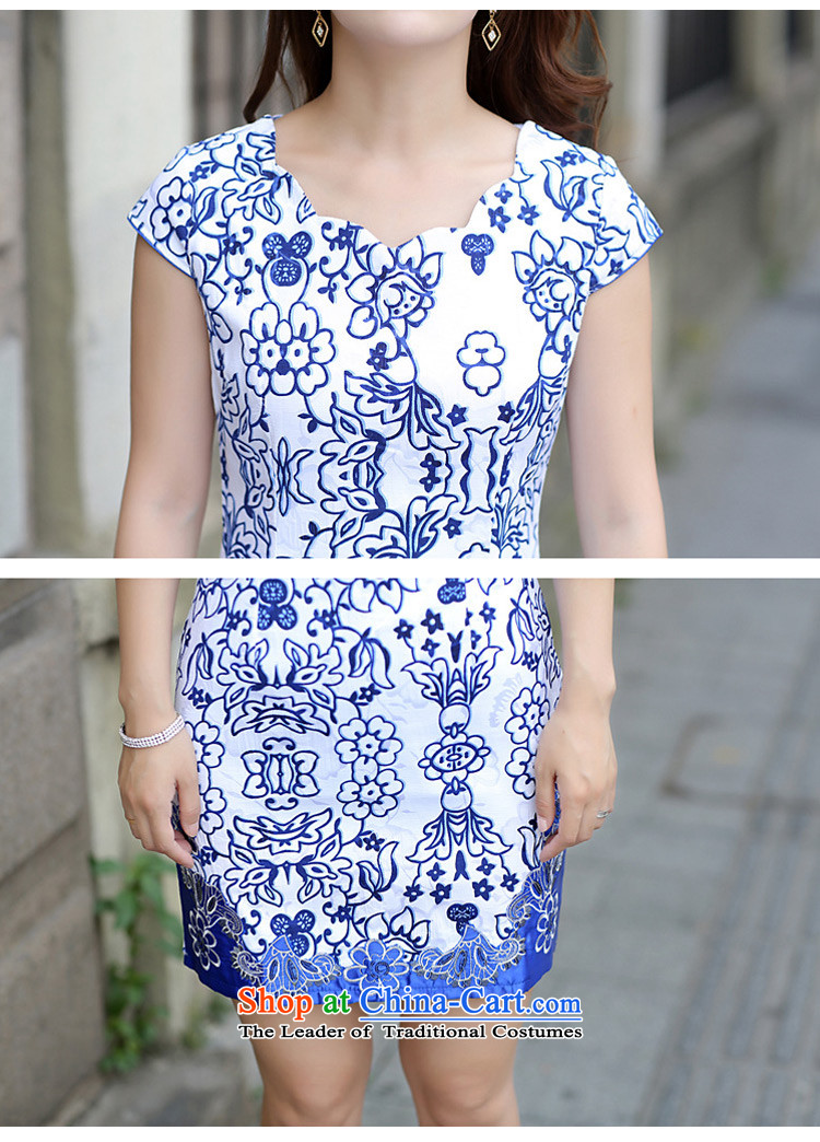 2015 Summer new ethnic women improved embroidery cheongsam Tang dynasty antique porcelain cheongsam dress 1610 dark blue S picture, prices, brand platters! The elections are supplied in the national character of distribution, so action, buy now enjoy more preferential! As soon as possible.