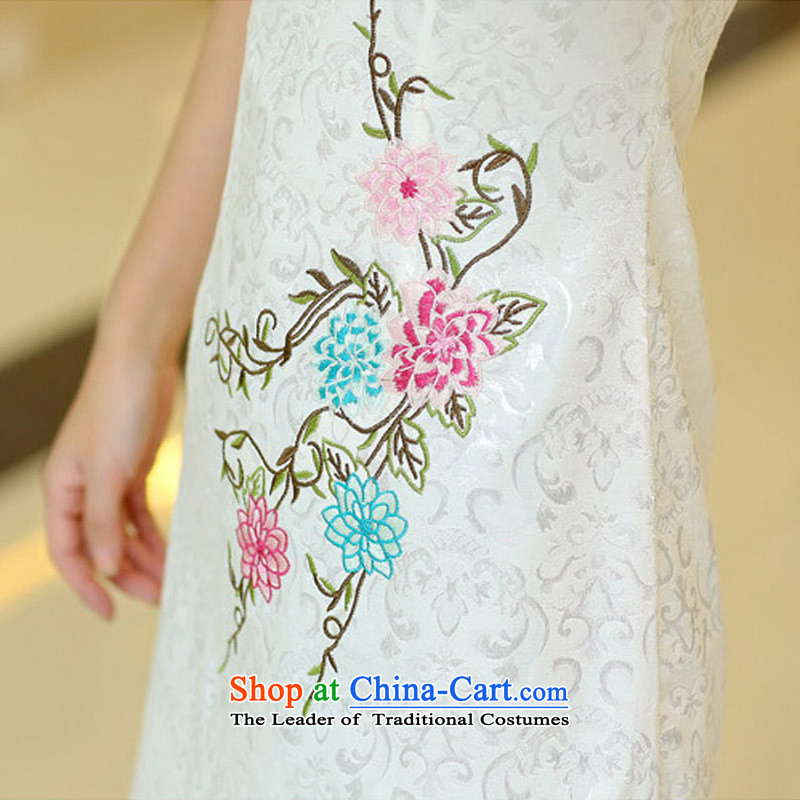 2015 Summer new retro improved Couture fashion ethnic cheongsam dress cotton jacquard short of Qipao 1611 m White L, Joon-il queensmakings Lisa (China) , , , shopping on the Internet