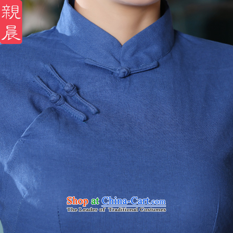 At 2015 new pro-autumn day-to-day summer in the reconstructed long improved blue cotton linen dresses qipao gown + T-shirt , jacket pro-am , , , shopping on the Internet