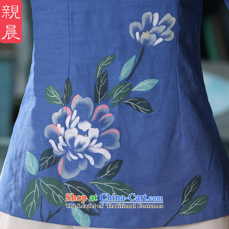 At 2015 new pro-autumn day-to-day summer in the reconstructed long improved blue cotton linen dresses qipao gown + T-shirt , jacket pro-am , , , shopping on the Internet