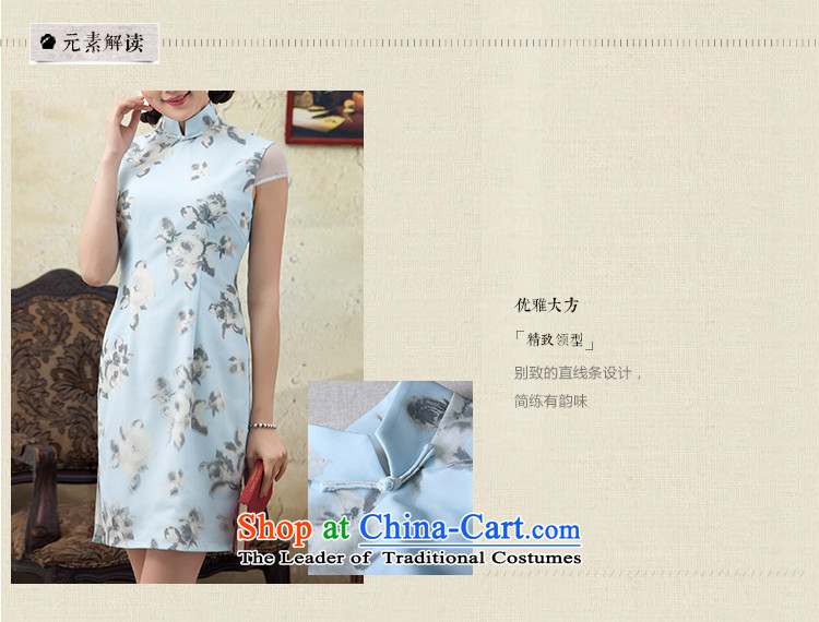 A Pinwheel Without Wind animation Chun Yat 2015 new stamp improved qipao short spring day-to-day cheongsam dress decorated in blue summer 2XL Photo, prices, brand platters! The elections are supplied in the national character of distribution, so action, buy now enjoy more preferential! As soon as possible.