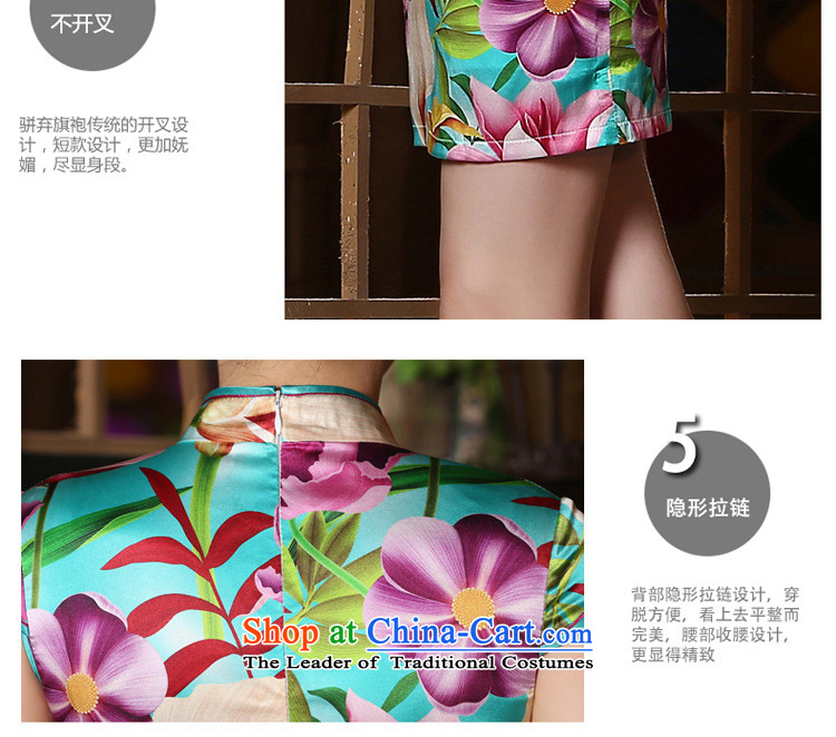 The pro-am daily improved retro stamp silk herbs extract short, the new summer of the forklift truck is not cheongsam dress short of female XL-five days of pictures, prices, brand platters! The elections are supplied in the national character of distribution, so action, buy now enjoy more preferential! As soon as possible.