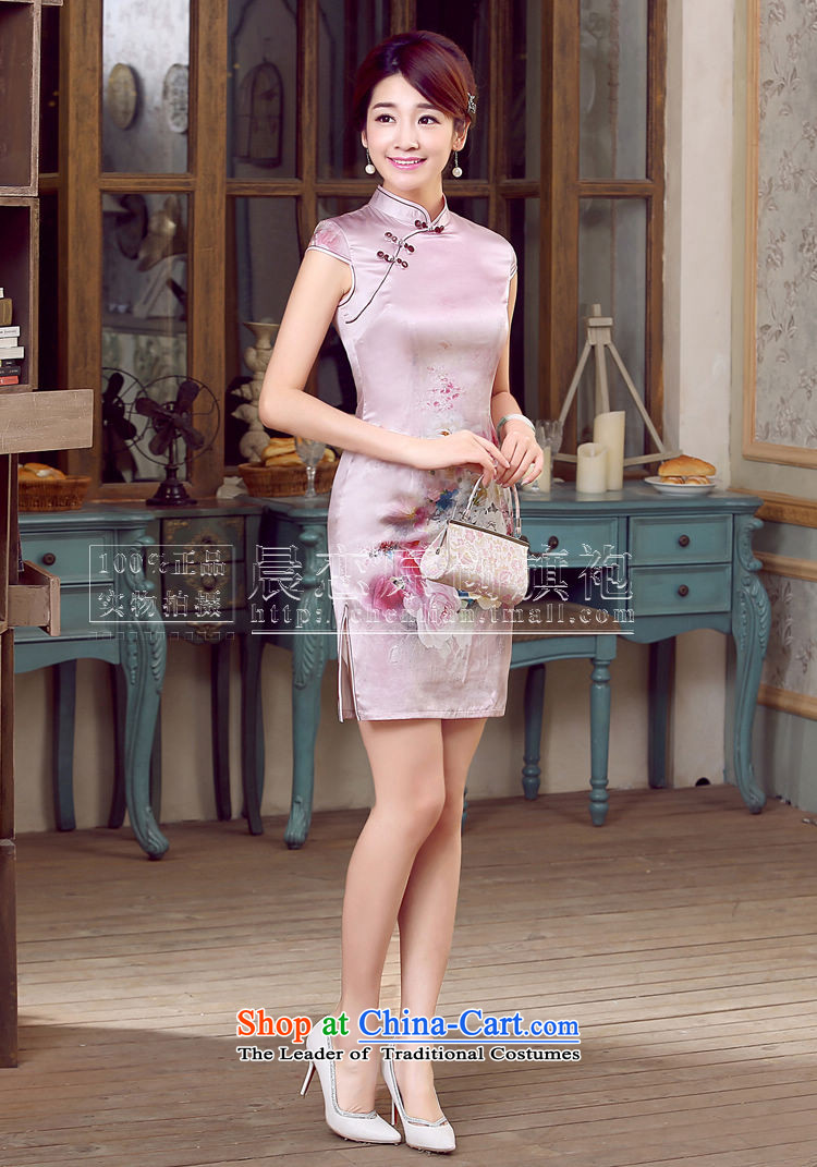 Morning new qipao land 2015 Summer retro short-sleeved improved stylish herbs extract heavyweight silk cheongsam dress with pink 155/S toner picture, prices, brand platters! The elections are supplied in the national character of distribution, so action, buy now enjoy more preferential! As soon as possible.