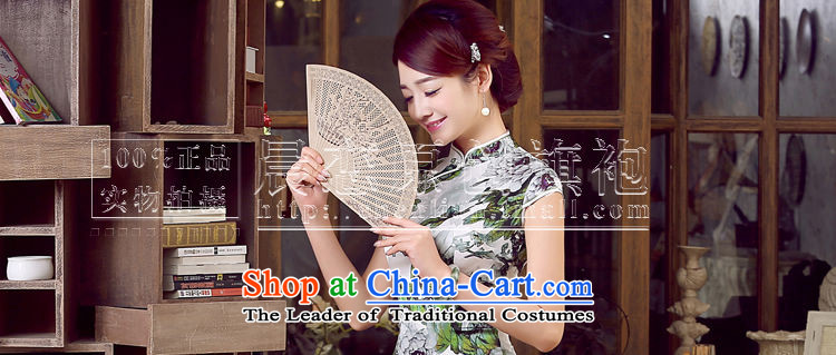 Morning new qipao land 2015 retro summer short-sleeved improved stylish herbs extract heavyweight silk cheongsam dress summer flowers suit XXL picture, prices, brand platters! The elections are supplied in the national character of distribution, so action, buy now enjoy more preferential! As soon as possible.