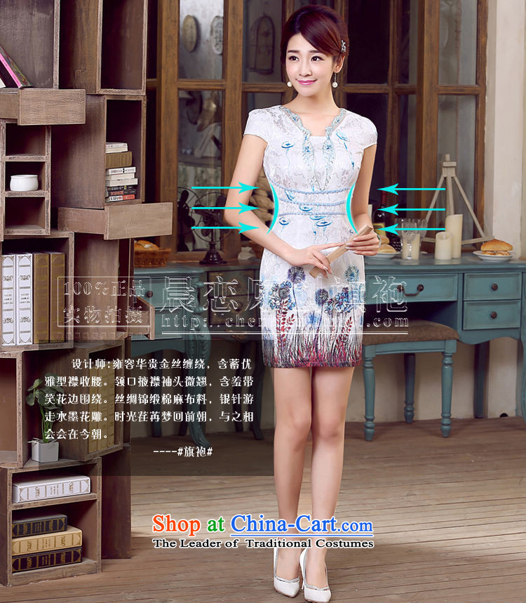 Morning new qipao land 2015 Summer retro short-sleeved improved stylish Chinese cheongsam dress V-Neck dresses Nga Yun purple 155/S picture, prices, brand platters! The elections are supplied in the national character of distribution, so action, buy now enjoy more preferential! As soon as possible.