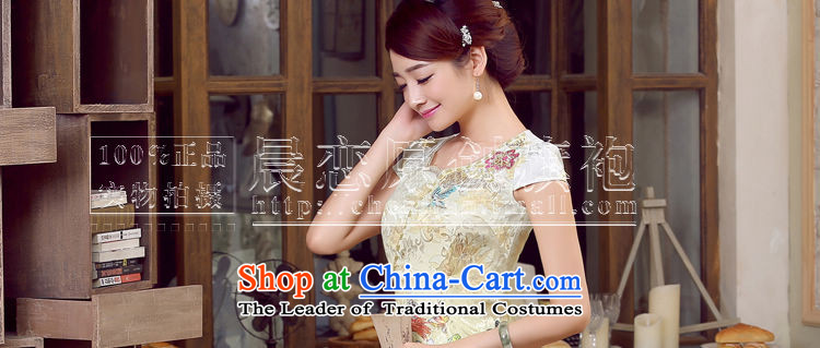 Morning new qipao land 2015 Summer retro short-sleeved improved stylish Chinese cheongsam dress low collar shadow blue XL Photo, prices, brand platters! The elections are supplied in the national character of distribution, so action, buy now enjoy more preferential! As soon as possible.