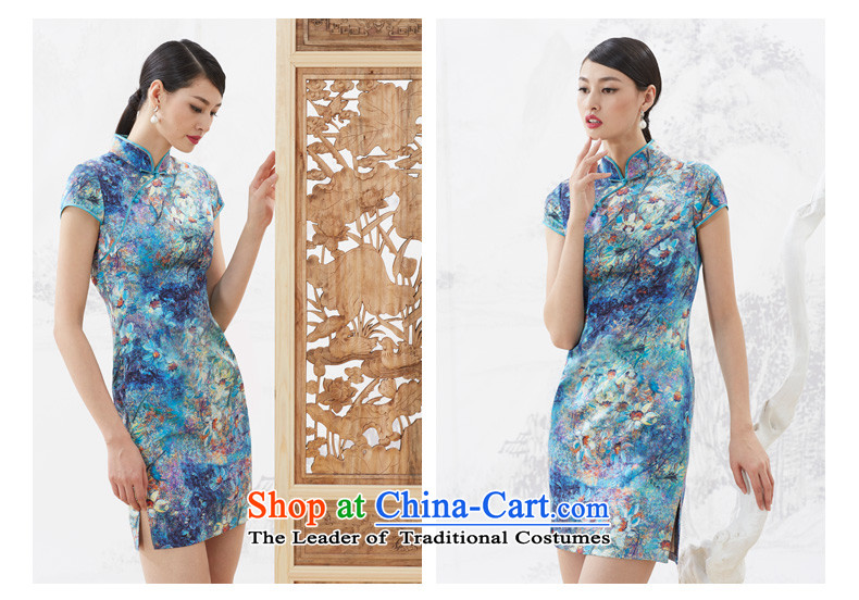 Wood, an improved cheongsam dress really Summer 2015 new products female elastic stylish silk Sau San dresses 53349 10 deep blue XL Photo, prices, brand platters! The elections are supplied in the national character of distribution, so action, buy now enjoy more preferential! As soon as possible.