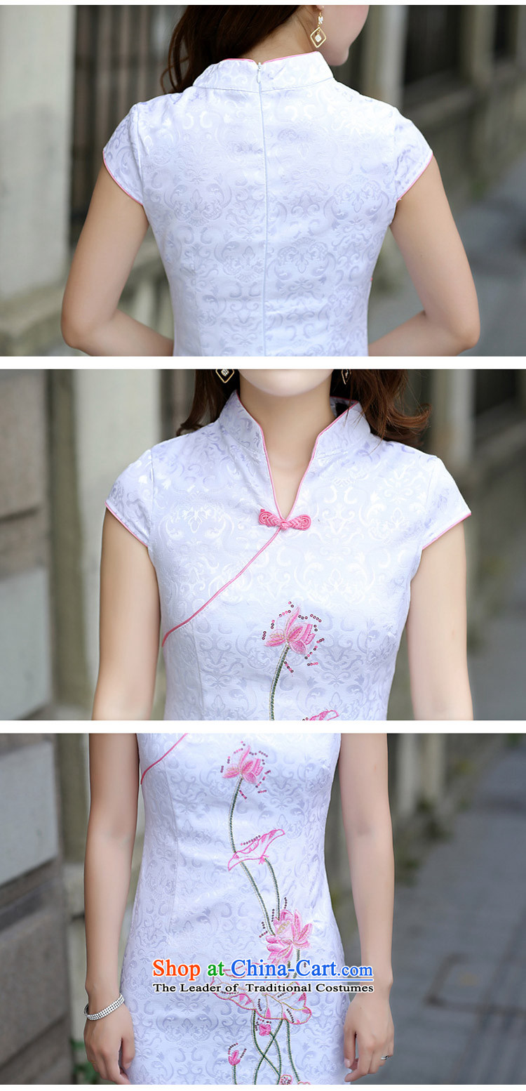 2015 Summer new women's dresses China wind lotus embroidered dress ethnic improved V-Neck qipao female 1614 light blue M picture, prices, brand platters! The elections are supplied in the national character of distribution, so action, buy now enjoy more preferential! As soon as possible.