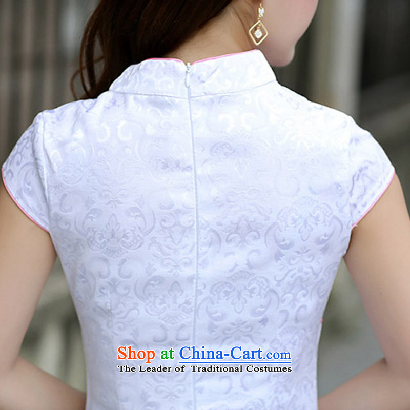 2015 Summer new women's dresses China wind lotus embroidered dress ethnic improved V-Neck qipao 1614 light blue M, Female Toshihaya Wah Lisa (queensmakings) , , , shopping on the Internet