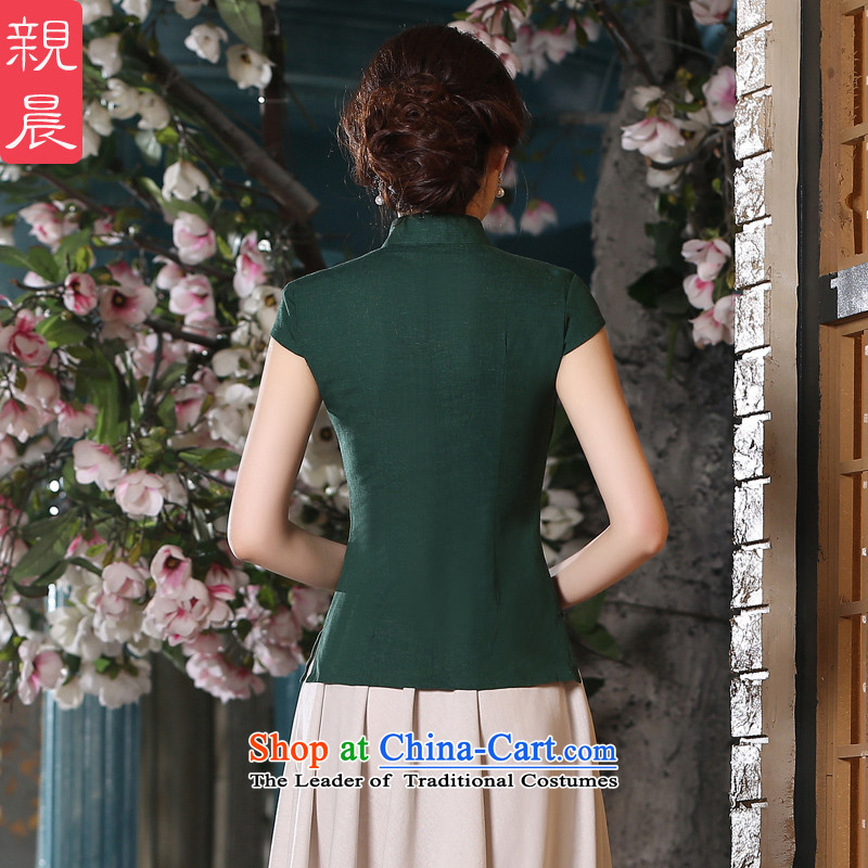 The pro-am daily new 2015 summer and fall with cotton linen clothes retro Ms. qipao short-sleeved in long skirt MU473 shirt + M white dress 2XL, pro-am , , , shopping on the Internet