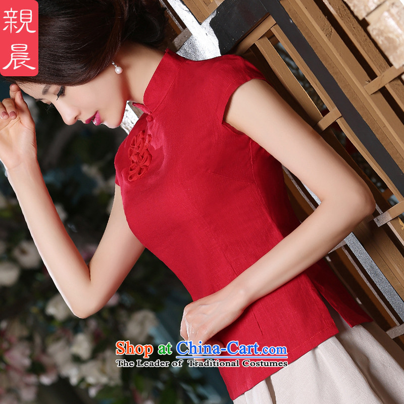 The pro-am new daily short 2015, cotton linen dresses red T-shirt retro improved Ms. stylish dresses AV082 shirt + M white dress did not consider the size is too small a concept, the pro-am , , , Code shopping on the Internet