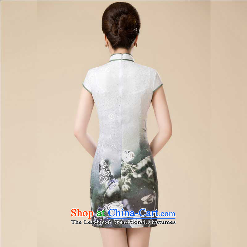 The new summer Stylish retro fitted cheongsam look like teenage Sau San Tong replacing niba improved dresses HZMWL1813 gray line at stake, L, Cloud (youthinking) , , , shopping on the Internet