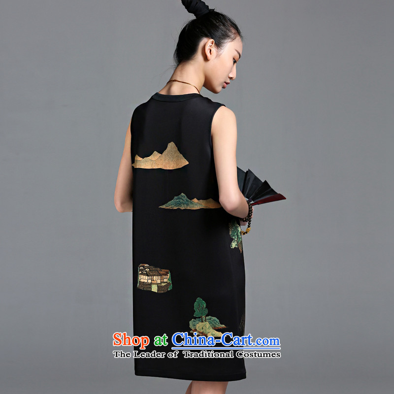 【 mustard original- Qin smoke/China wind personality dress girls improved qipao designer brands summer new black spot M mustard original (zenmo) , , , shopping on the Internet