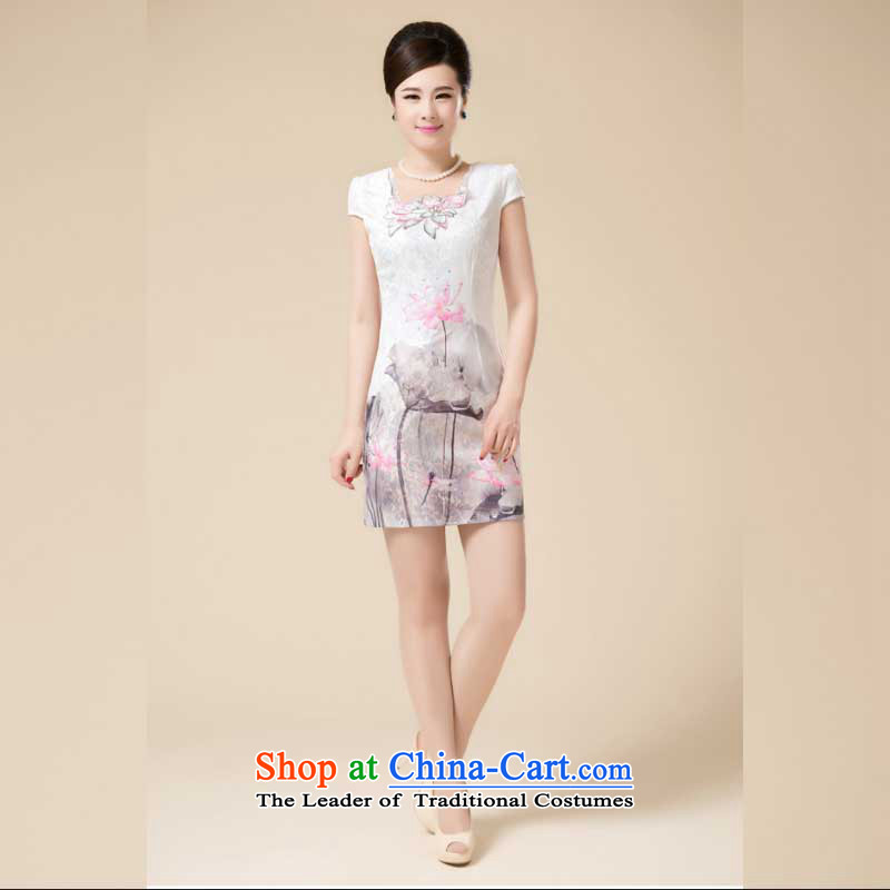 The new summer Stylish retro fitted snap-qipao girls temperament Sau San Tong load improved dresses HZMWL1820  XXL, pink cloud (youthinking stakeholders line) , , , shopping on the Internet