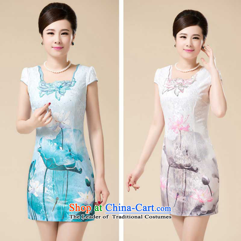 The new summer Stylish retro fitted snap-qipao girls temperament Sau San Tong load improved dresses HZMWL1820  XXL, pink cloud (youthinking stakeholders line) , , , shopping on the Internet