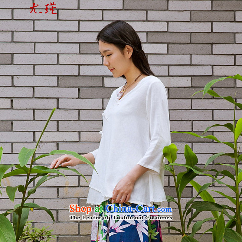In particular ethnic 2015 Keun-young Women's Summer Chinese clothing improved Tang dynasty retro Han-loose large code disk port T-shirt white L, particularly Keun (youjin) , , , shopping on the Internet