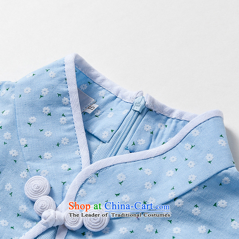 The seal of a new summer of 2015 cotton linen dresses daily improvement of Sau San Shu arts of the Republic of Korea wind cheongsam dress light blue , L, seal decreased by , , , shopping on the Internet