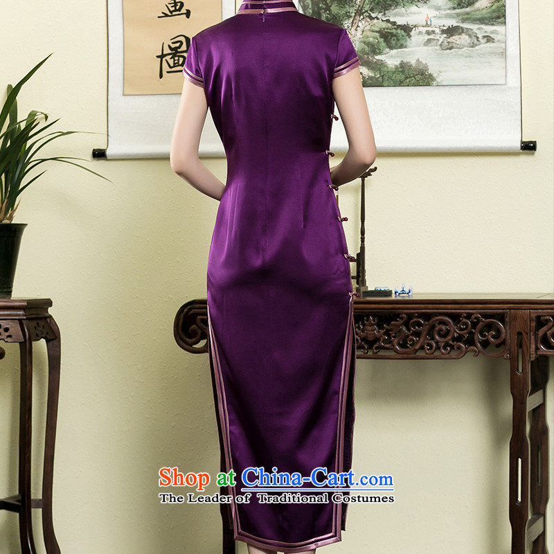The seal of a new summer, Heavyweight Silk Cheongsam daily improvement of elegant qipao gown banquet dresses purple S seal decreased by , , , shopping on the Internet