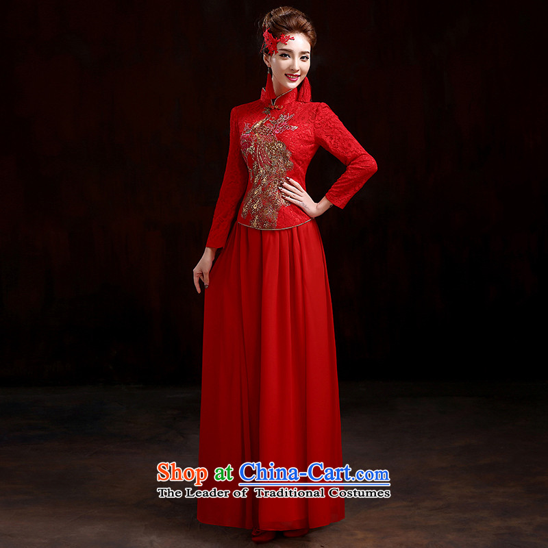 Pure Love bamboo yarn-soo Wo Service 2015 new high-end marriages qipao retro bows service kit qipao spring length of Chinese embroidery cheongsam RED M pure love bamboo yarn , , , shopping on the Internet