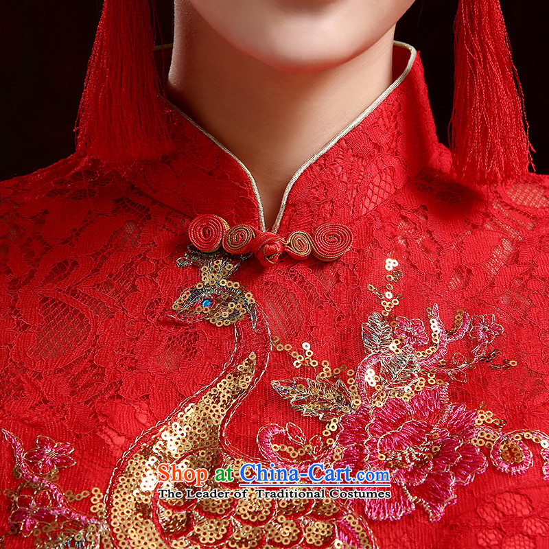 Pure Love bamboo yarn-soo Wo Service 2015 new high-end marriages qipao retro bows service kit qipao spring length of Chinese embroidery cheongsam RED M pure love bamboo yarn , , , shopping on the Internet