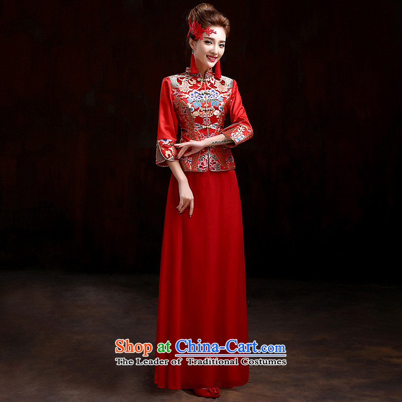 Pure Love bamboo yarn-soo Wo Service 2015 new high-end marriages qipao retro bows service kit qipao spring length of Chinese wedding dress RED M pure love bamboo yarn , , , shopping on the Internet