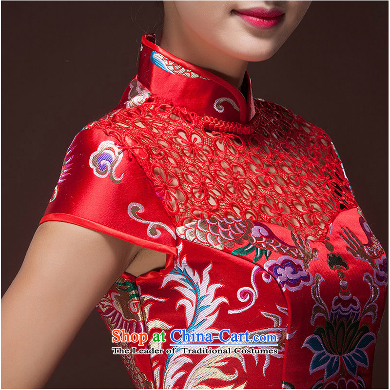 The first white into about Lace Embroidery qipao 2015 skirt marriage Chinese new improvements, bridal dresses retro bows to female red , L, white first into about shopping on the Internet has been pressed.