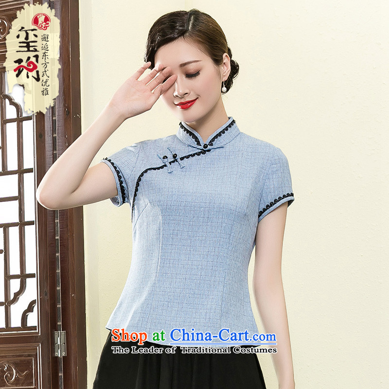 The Seal of 2015 Chinese minimalist short, Tang blouses elegant qipao ethnic improved shirt T-shirts pink M seal decreased by , , , shopping on the Internet