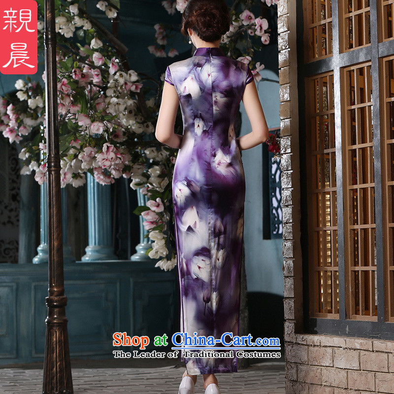 At 2015 new pro-summer stylish improved daily dresses silk herbs extract Sau San retro short-sleeved Qipao Length) , L, pro-am , , , shopping on the Internet