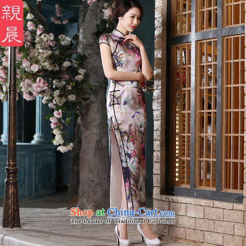 The pro-am retro style improvement of silk Sau San herbs extract long skirt-to-day summer 2015 new cheongsam long XL, pro-am , , , shopping on the Internet