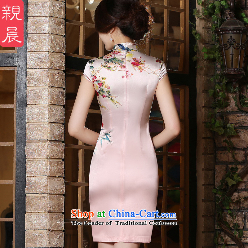 At 2015 new pro-silk decorated in antique improvements summer daily short of modern sauna Silk Cheongsam Dress Short) S, pro-am , , , shopping on the Internet