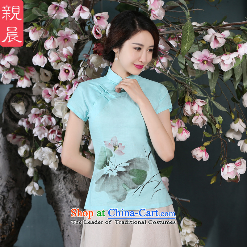 At 2015 new pro-summer cotton linen Chinese daily retro improved Tang Dynasty Package of ethnic female qipao A0079-c +P0011 shirt skirts shirt S pro-am , , , shopping on the Internet