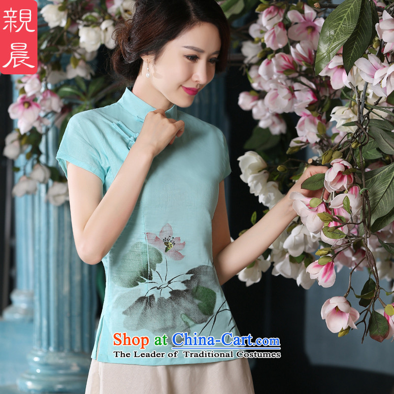 At 2015 new pro-summer cotton linen Chinese daily retro improved Tang Dynasty Package of ethnic female qipao A0079-c +P0011 shirt skirts shirt S pro-am , , , shopping on the Internet