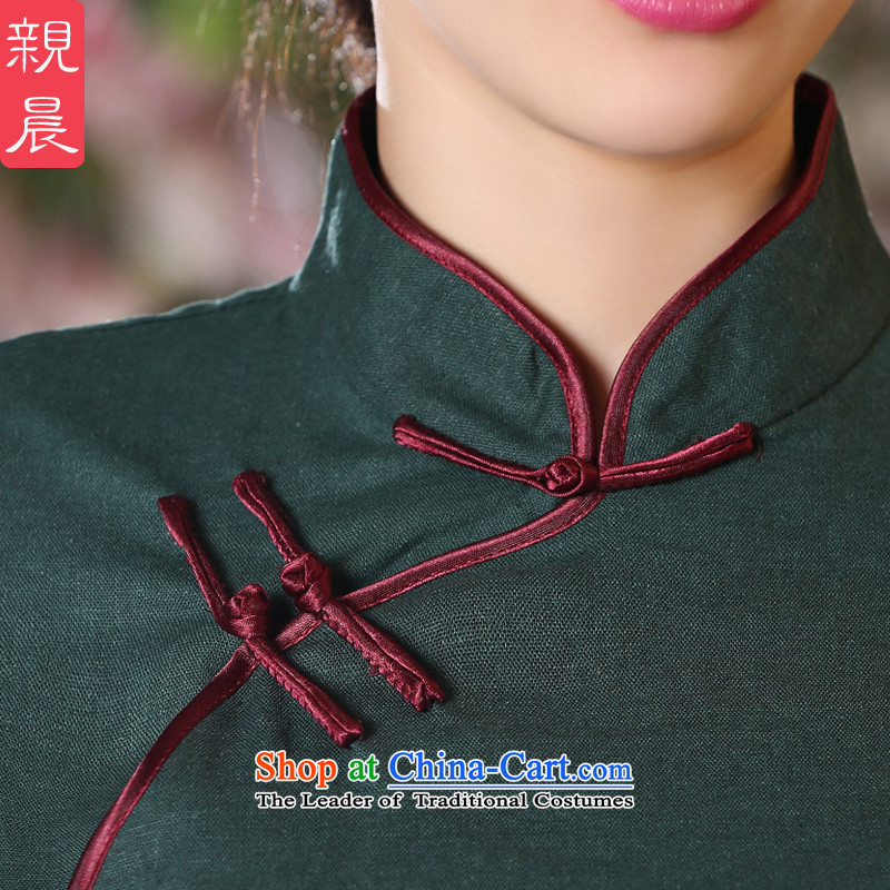 The summer and fall of new cotton linen in Chinese in the Cuff long Han-Tang dynasty literary ethnic qipao A0071-a female clothes , L, T-shirt pro-am , , , shopping on the Internet