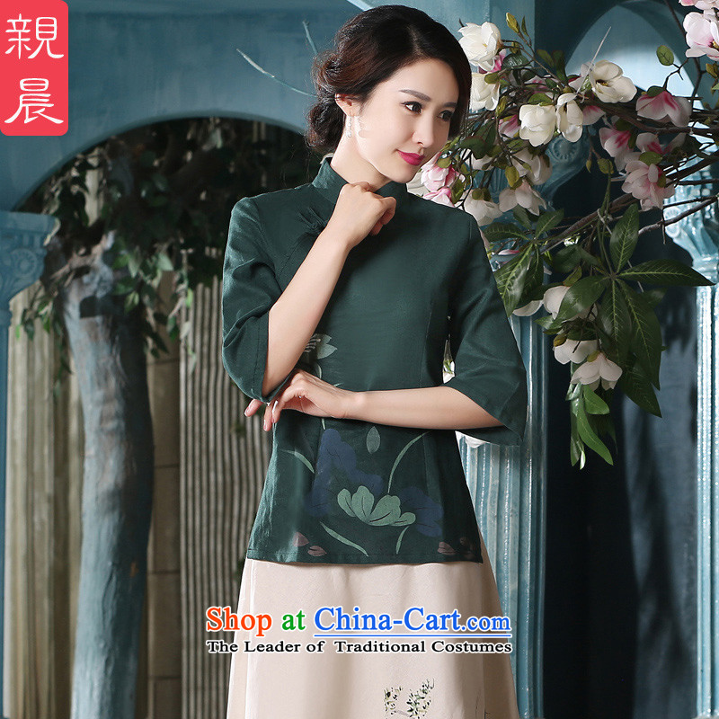 The pro-am daily new improvements by 2015 summer short-sleeved 7 cuff retro China wind kit cotton linen clothes A0080-a qipao gown , M-T-shirt +P0011 morning shopping on the Internet has been pressed.