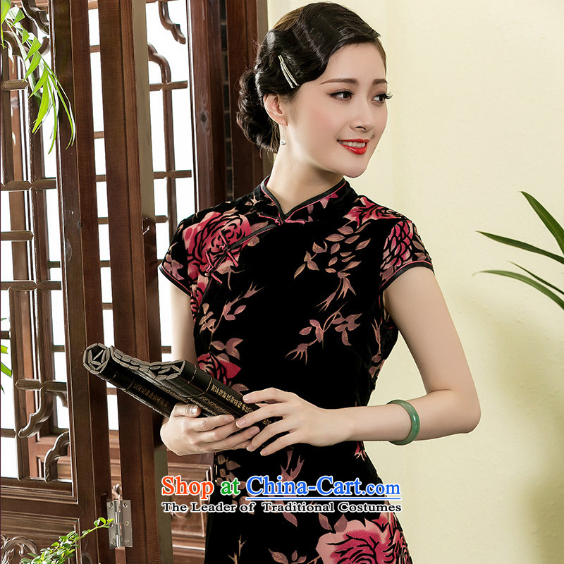 The seal of a new summer of 2015 rose Silk Cheongsam retro-burned Ms. elegant Chinese dress photo color XXXL, seal decreased by , , , shopping on the Internet
