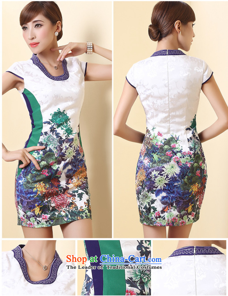 [Sau Kwun Tong] based on 2015 Summer summer new improved cheongsam dress Stylish retro stamp Sau San female White XXL picture, prices, brand platters! The elections are supplied in the national character of distribution, so action, buy now enjoy more preferential! As soon as possible.