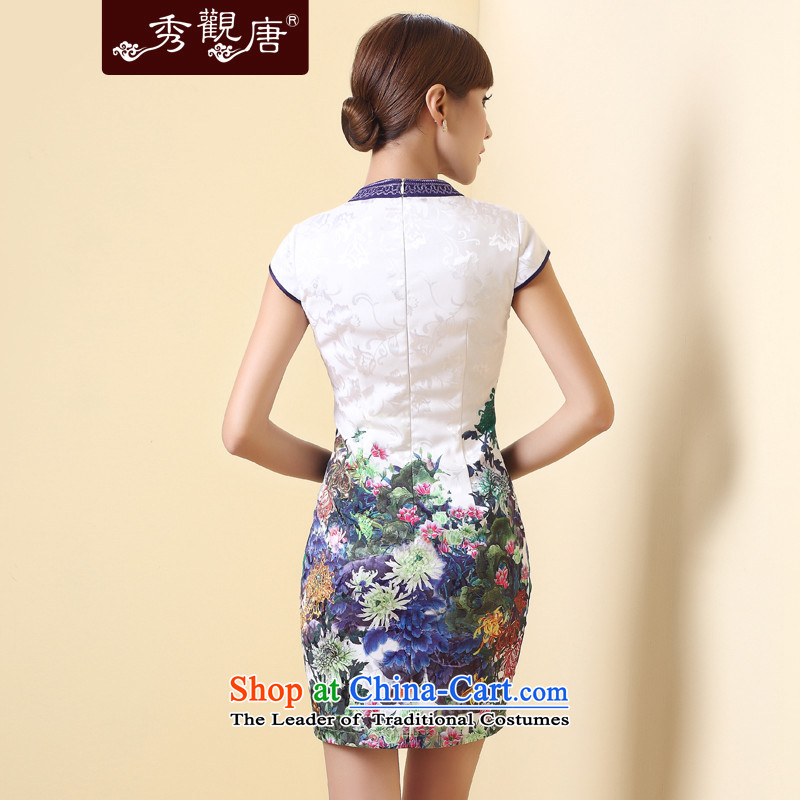 [Sau Kwun Tong] based on 2015 Summer summer new improved cheongsam dress Stylish retro stamp Sau San female white XXL, Sau Kwun Tong shopping on the Internet has been pressed.