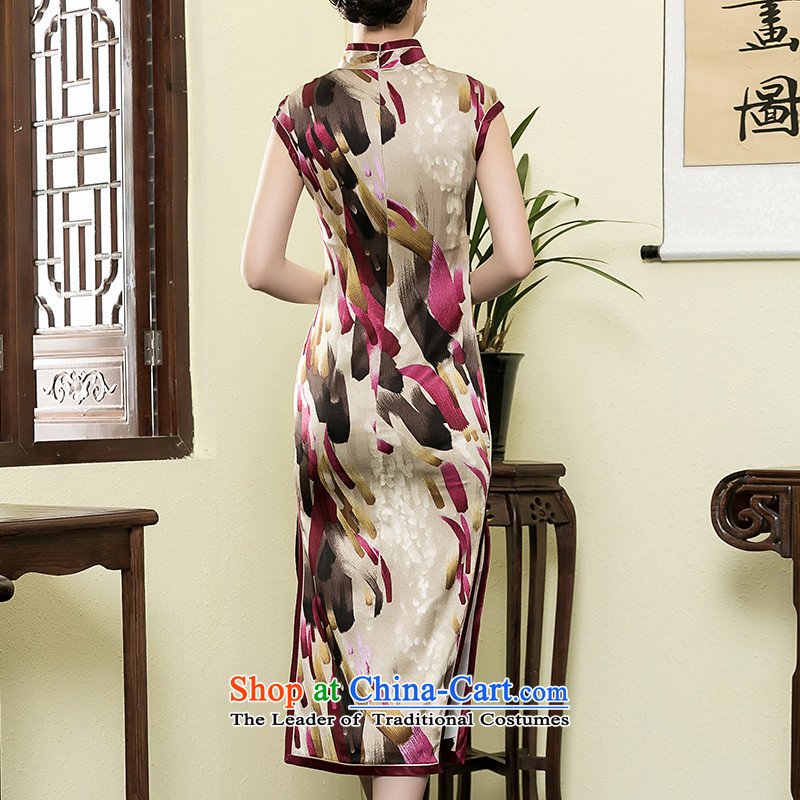 The seal of the Summer 2015 New Silk Cheongsam long arts stamp improved Ms. short-sleeved Tang dynasty dresses picture color M seal decreased by , , , shopping on the Internet