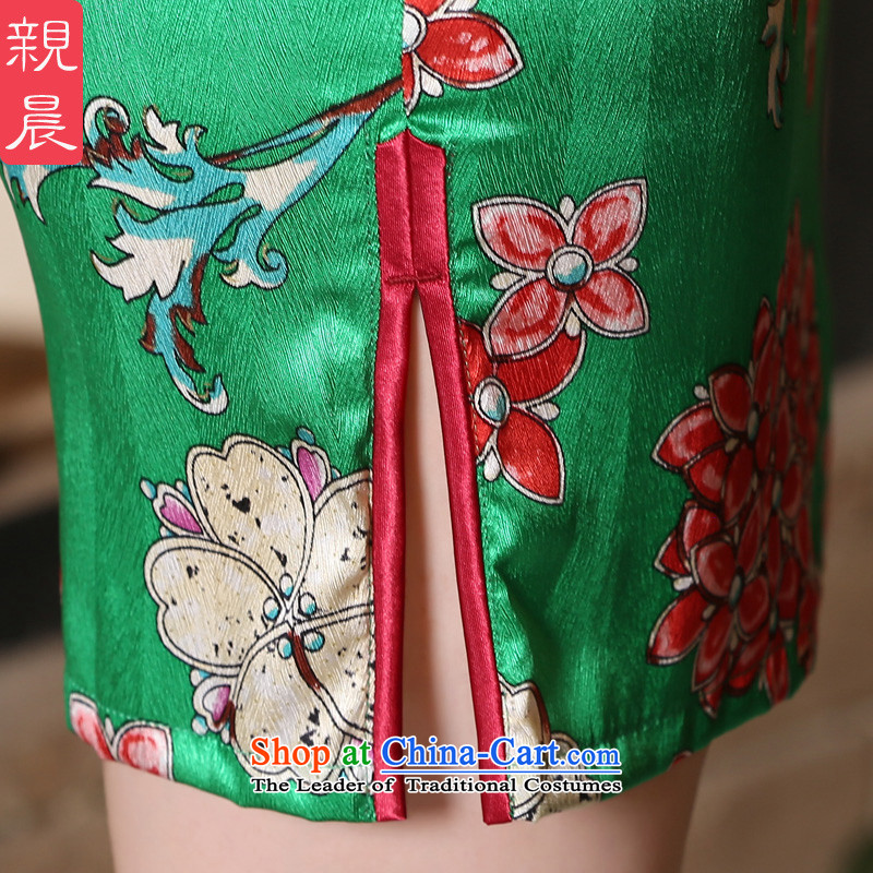 The pro-am new day-to-day summer 2015, improved stylish heavyweight silk upscale sauna Silk Cheongsam Dress Short of pro-morning.... 2XL, shopping on the Internet