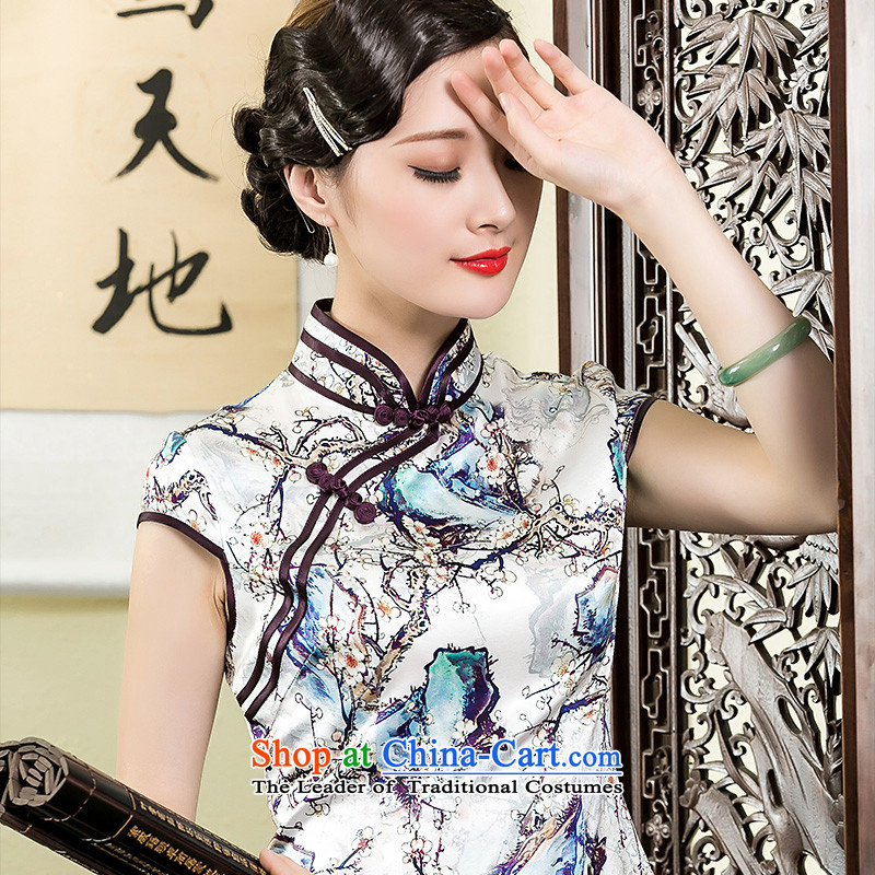 The seal of a new summer, Heavyweight Silk Cheongsam shirt retro elegant improved Chinese short-sleeved Ms. Tang dynasty picture color XXL, seal decreased by , , , shopping on the Internet