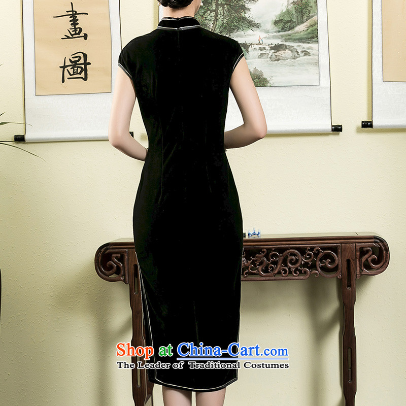 The seal of the Summer 2015 new scouring pads in Korea, lint-free long cheongsam elegant Ms. improved daily dresses black M seal decreased by , , , shopping on the Internet