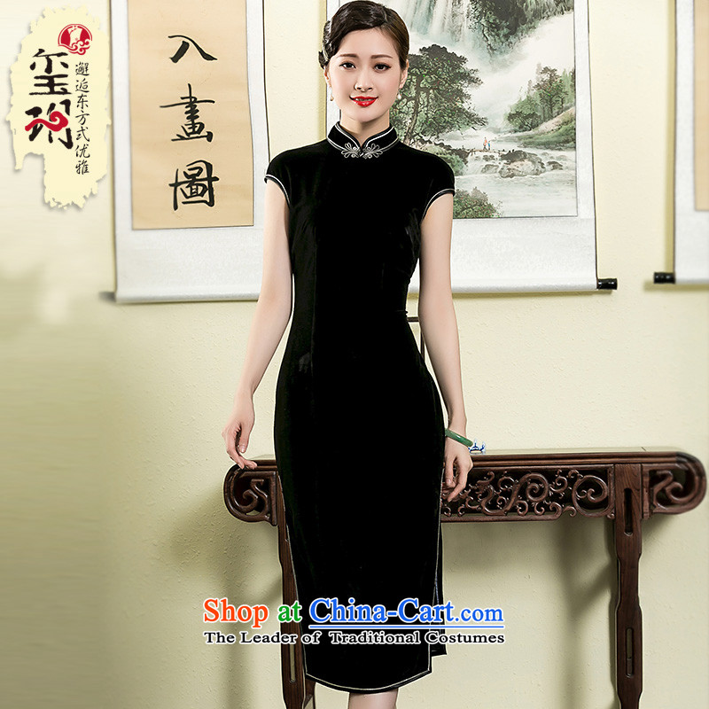 The seal of the Summer 2015 new scouring pads in Korea, lint-free long cheongsam elegant Ms. improved daily dresses Black?XL
