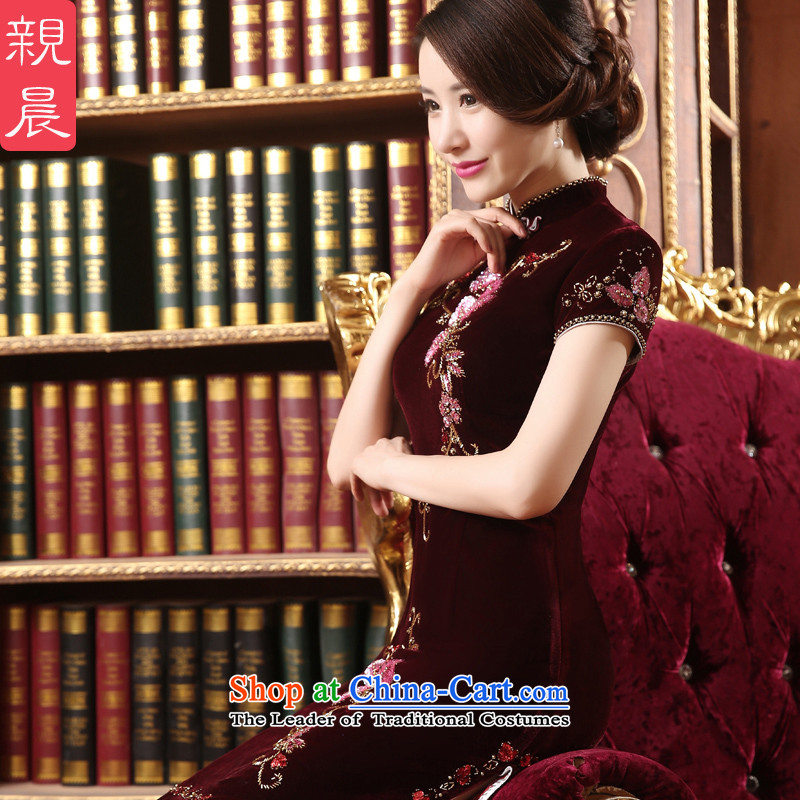 Gold velour cheongsam dress wedding dress wedding dresses with her mother in 2015 new older summer and fall short of the pro-am.... 2XL, shopping on the Internet